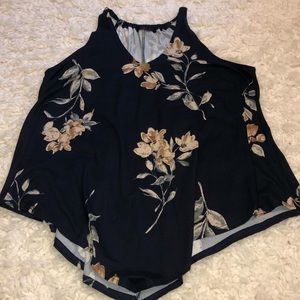 Navy Tank Top with Flower design